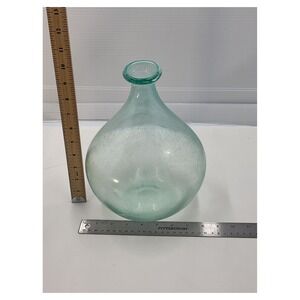 Artisan‎ Seafoam Green Hand Blown Seeded Glass Vase 9"